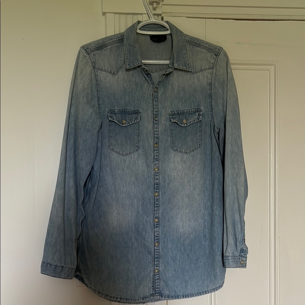Top Shop Denim Button-Up Shirt
